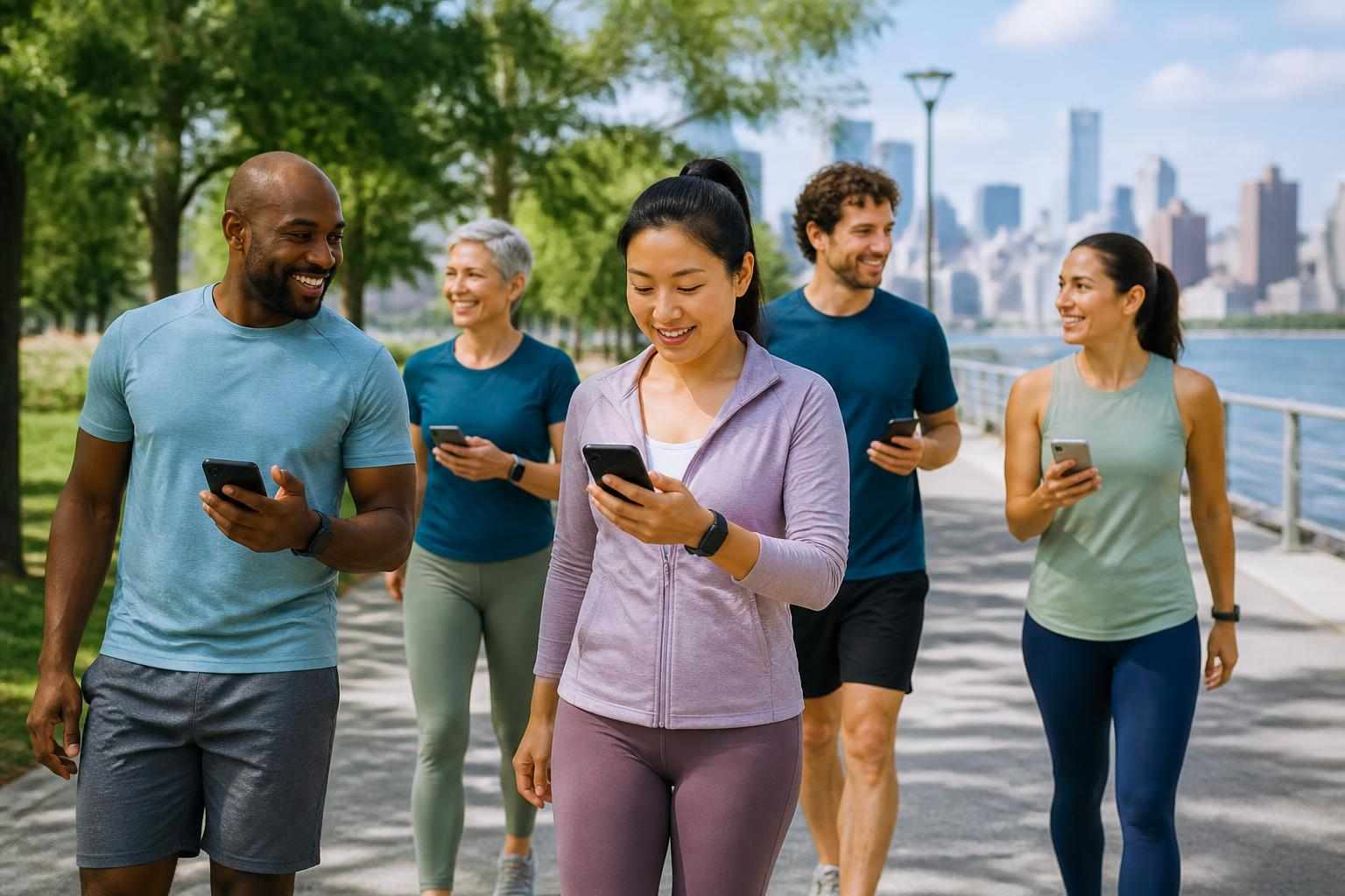 group step challenge app free: people using a walking challenge app together